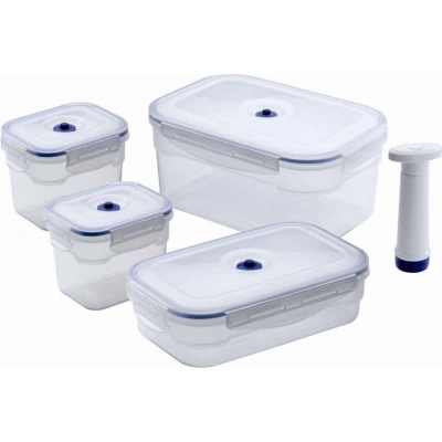 Set 4 boxů na potraviny a vakuové pumpy Compactor Food Saver