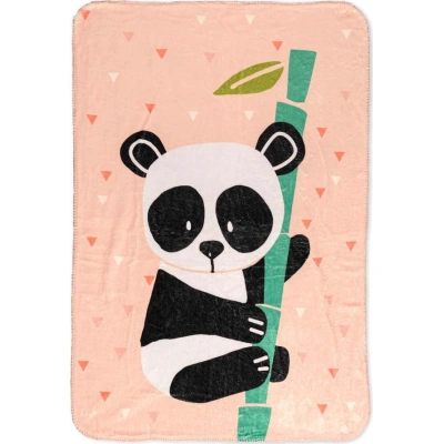 Světle růžová dětská deka z mikrovlákna 140x110 cm Panda – Moshi Moshi