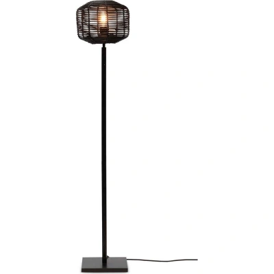 Černá stojací lampa s ratanovým stínidlem (výška 130 cm) Tanami – Good&Mojo