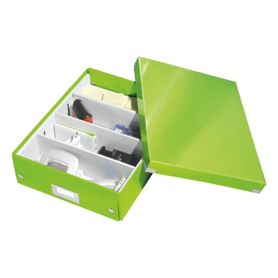 Zelený kartonový úložný box s víkem 28x37x10 cm Click&Store – Leitz