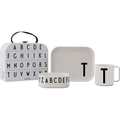 3dílný dětský jídelní set s kufříkem Design Letters Classics T