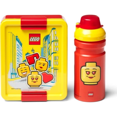 Set žluto-červeného svačinového boxu a lahve na pití LEGO® Iconic