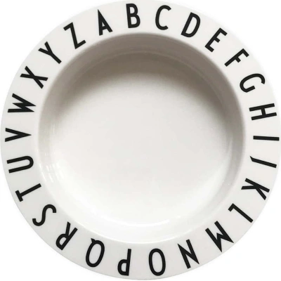 Bílý dětský hluboký talíř Design Letters Eat & Learn, ø 15,5 cm