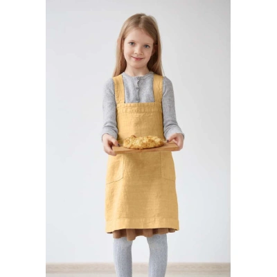 Dětská žlutá lněná zástěra Linen Tales Pinafore, 60 x 34 cm