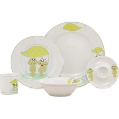 5dílný dětský porcelánový jídelní set Kütahya Porselen Frogs