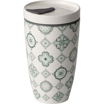 Zeleno-bílý porcelánový cestovní hrnek Villeroy & Boch Like To Go, 350 ml