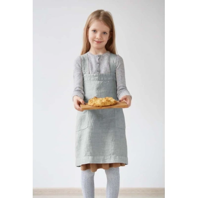 Dětská šedá lněná zástěra Linen Tales Pinafore, 60 x 34 cm