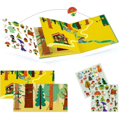 Set knihy s přemístitelnými samolepkami Djeco Forest Sticker Story