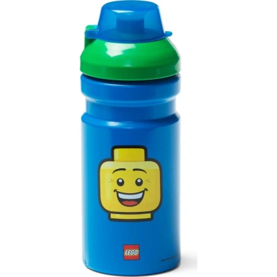 Modrá lahev na vodu se zeleným víčkem LEGO® Iconic, 390 ml