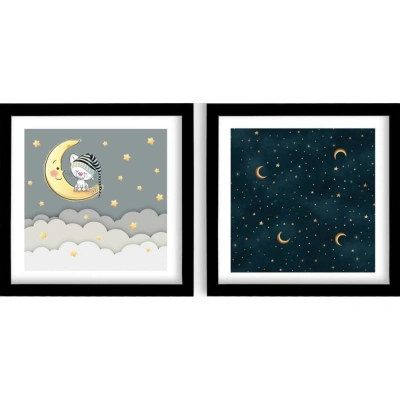 Dětské obrázky v sadě 2 ks 33x33 cm Night – Wallity