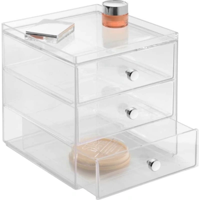 Transparentní organizér se 3 šuplíky iDesign Drawers, výška 18 cm