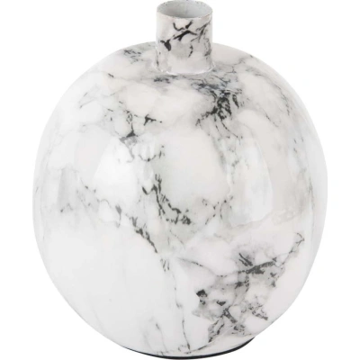 Bílo-černý železný svícen PT LIVING Marble, výška 15 cm