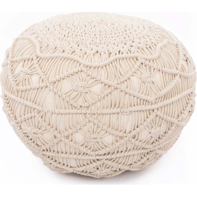 Béžový puf Tiseco Home Studio Macramé, výška 35 cm