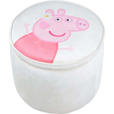 Bílý sametový dětský puf Peppa Pig – Roba