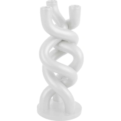 Bílý keramický svícen na tři svíčky PT LIVING Twisted, výška 31,4 cm