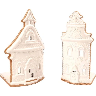 Porcelánové svícny v sadě 2 ks Gingerbread House – Ego Dekor