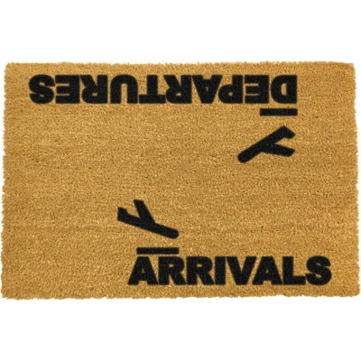 Rohožka z přírodního kokosového vlákna Artsy Doormats Arrivals and Departures, 40 x 60 cm