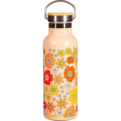 Oranžová nerezová dětská lahev 500 ml 70s Floral - Sass & Belle