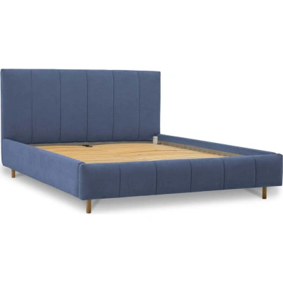 Modrá čalouněná dvoulůžková postel s úložným prostorem a roštem 160x200 cm Zee – Scandic