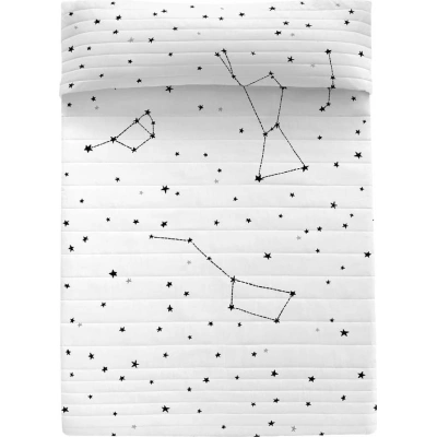 Černobílý bavlněný prošívaný přehoz 240x260 cm Constellation – Blanc