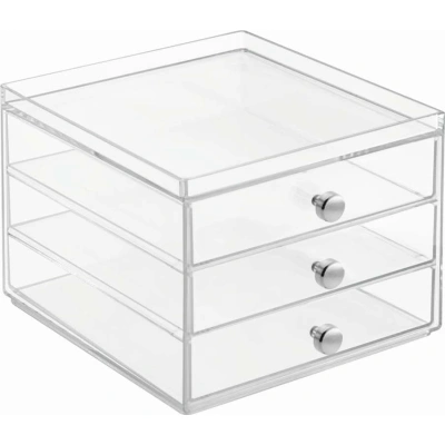 Transparentní organizér se 3 zásuvkami iDesign Wers, výška 13 cm