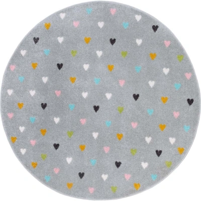 Šedý dětský koberec ø 140 cm Little Hearts – Hanse Home