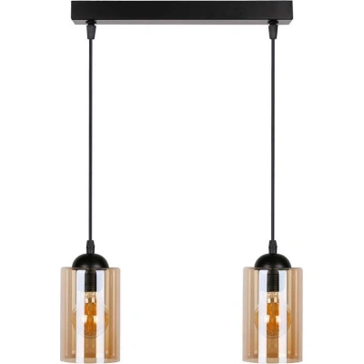 Černé závěsné svítidlo se skleněným stínidlem 10x34 cm Bistro – Candellux Lighting