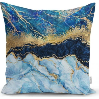 Povlak na polštář Minimalist Cushion Covers Marble With Blue, 45 x 45 cm