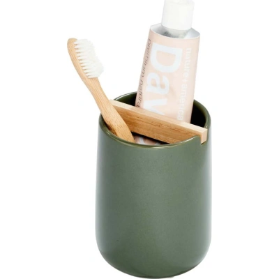 Zelený keramický kelímek na zubní kartáčky iDesign Eco Vanity