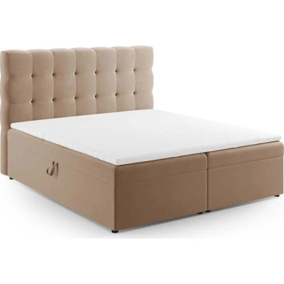 Světle hnědá boxspring postel s úložným prostorem 180x200 cm Bali – Cosmopolitan Design