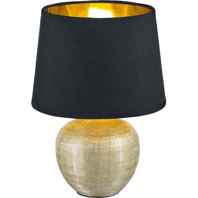 Černá stolní lampa z keramiky a tkaniny Trio Luxor, výška 26 cm