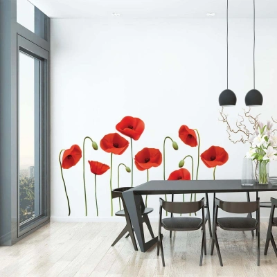 Sada samolepek na zeď Ambiance Vermeil Poppies, 60 x 70 cm