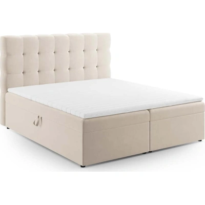 Béžová boxspring postel s úložným prostorem 180x200 cm Bali – Cosmopolitan Design