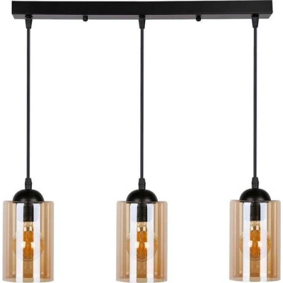 Černé závěsné svítidlo se skleněným stínidlem 10x55 cm Bistro – Candellux Lighting