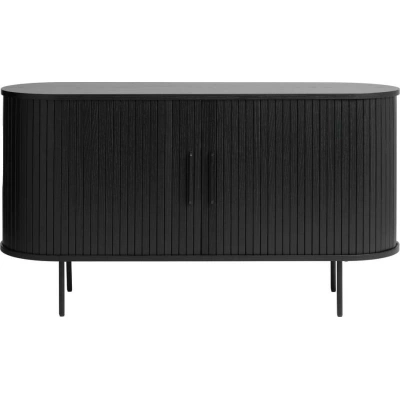 Černá nízká komoda v dekoru dubu 140x76 cm Nola – Unique Furniture