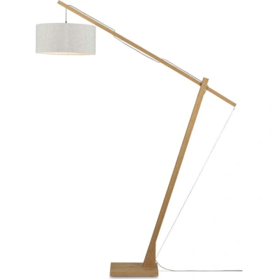 Stojací lampa se světle béžovým stínidlem a konstrukcí z bambusu Good&Mojo Montblanc