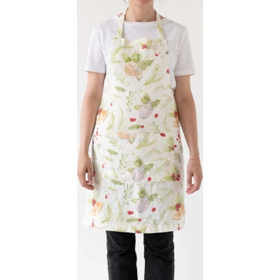 Vánoční lněná zástěra Linen Tales Daily Apron Merry, 80 x 55 cm