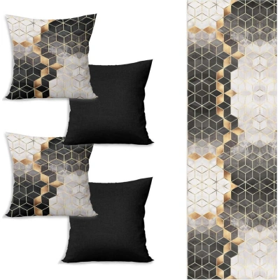 Set běhounu na stůl a 4 povlaků na polštáře Optic - Minimalist Cushion Covers