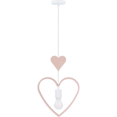 Bílo-růžové dětské svítidlo s kovovým stínidlem Single – Candellux Lighting