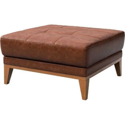 Koňakově hnědá kožená podnožka MESONICA Musso Tufted