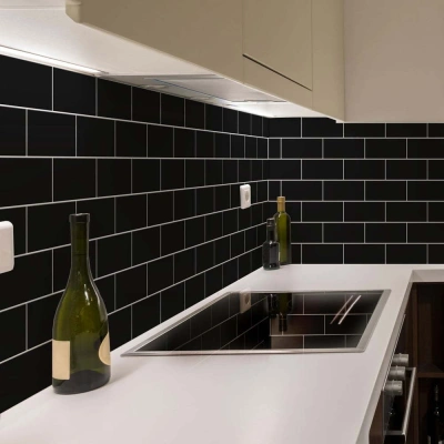 Sada samolepek na kachličky 30 ks 20x10 cm Subway Tiles Black – Ambiance