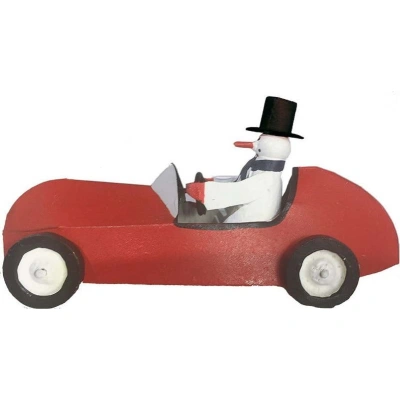 Vánoční figurka Snowman in Sportscar - G-Bork