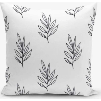 Povlak na polštář s příměsí bavlny Minimalist Cushion Covers White Leaf, 45 x 45 cm