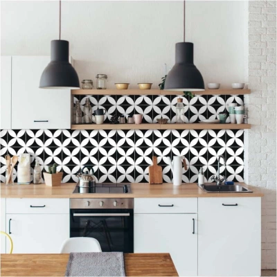 Sada 60 nástěnných samolepek Ambiance Wall Decal Cement Tiles Aniello, 15 x 15 cm