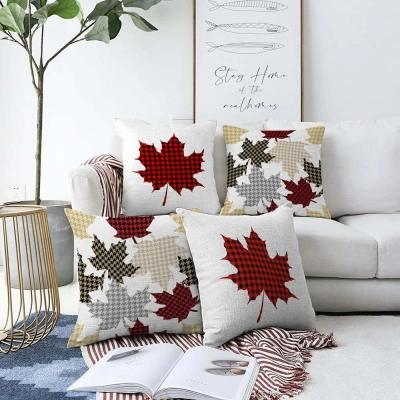 Sada 4 žinylkových povlaků na polštář Minimalist Cushion Covers Leaves, 55 x 55 cm