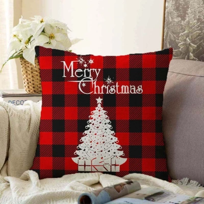 Vánoční žinylkový povlak na polštář Minimalist Cushion Covers Christmas Tartan, 55 x 55 cm