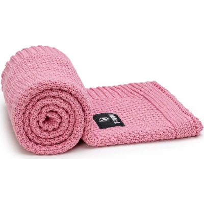 Růžová bavlněná pletená dětská deka 80x100 cm Spring – T-TOMI