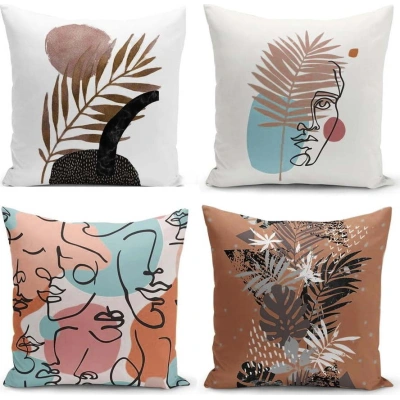 Sada 4 povlaků na polštáře Minimalist Cushion Covers Cesso, 45 x 45 cm