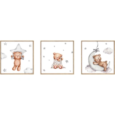 Dětské obrázky v sadě 3 ks 20x20 cm Teddy Bear