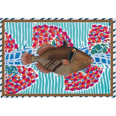 Tyrkysová koupelnová předložka 40x60 cm Tufted Fish – Really Nice Things